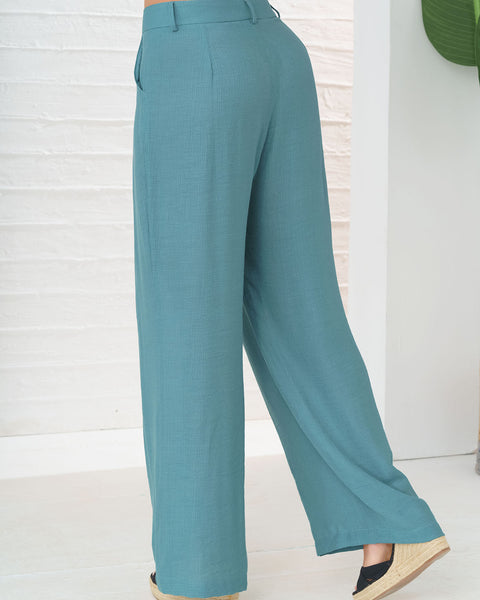 ▷ Ryocco Pantalón Verde Militar Tiro Alto, para Mujer ©