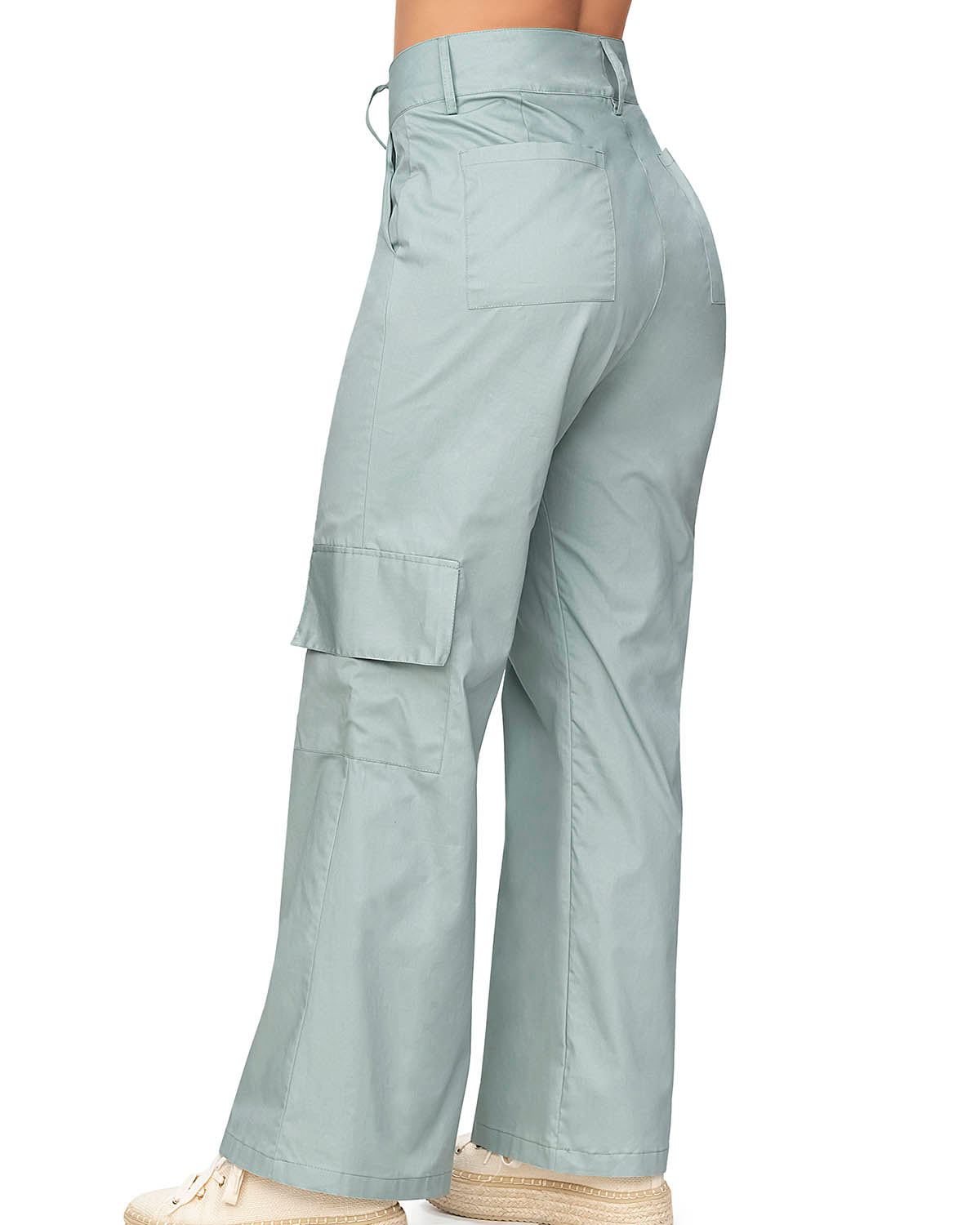 ▷ Ryocco Pantalón Verde Militar Tiro Alto, para Mujer ©